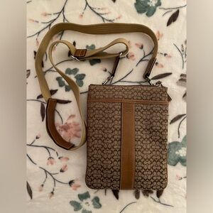 Authentic COACH signature C logo canvas mini crossbody bag.